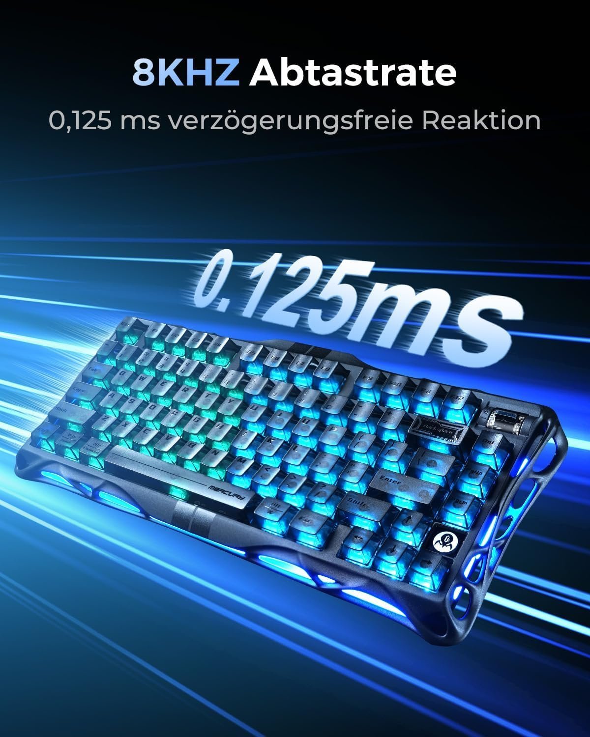 GravaStar Mercury V75 HE Keyboard, 75% Hall‑Effect Magnetic Switch Gaming Keyboard, 8000 Hz Polling, 0.005RT, Wired USB-C, RGB Backlit, Adjustable Actuation, Semi‑Aluminum Chassis-Stealth Black - Image 6